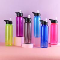 750ml Sport with Straw Gym Portable Food Degree Plastic Water Bottles Drinking Cup Clear