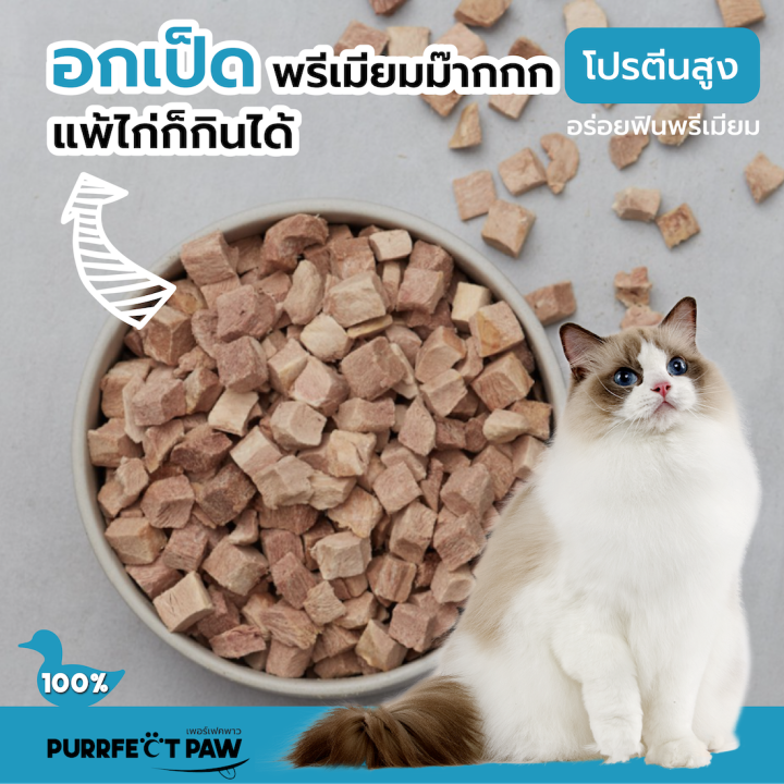 ขนมแมว-อกเป็ดฟรีซดราย-6-ซอง-purrfect-paw-ขนมแมวฟรีซดราย-เกรดอาหารคน-ดีต่อสุขภาพ-บำรุงขน-ไม่เค็ม-ฟรีซดรายแมว-freeze-dried-แมว-อกไก่ฟรีซดราย