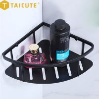 ♙⊕☄ TAICUTE Bathroom Shelf Organizer Wall Mount Shampoo Storage Rack Stainless Steel Kitchen Accessories Hardware Basket Black