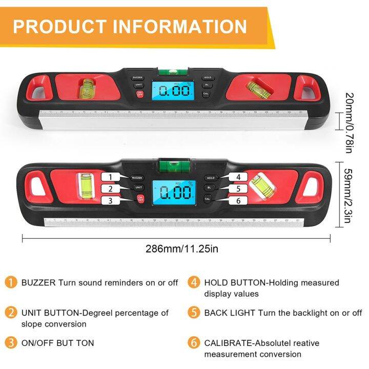 ผู้ขายที่ดีที่สุดดิจิตอลไม้โปรแทรกเตอร์มุม-finder-inclinometer-ระดับอิเล็กทรอนิกส์360องศา