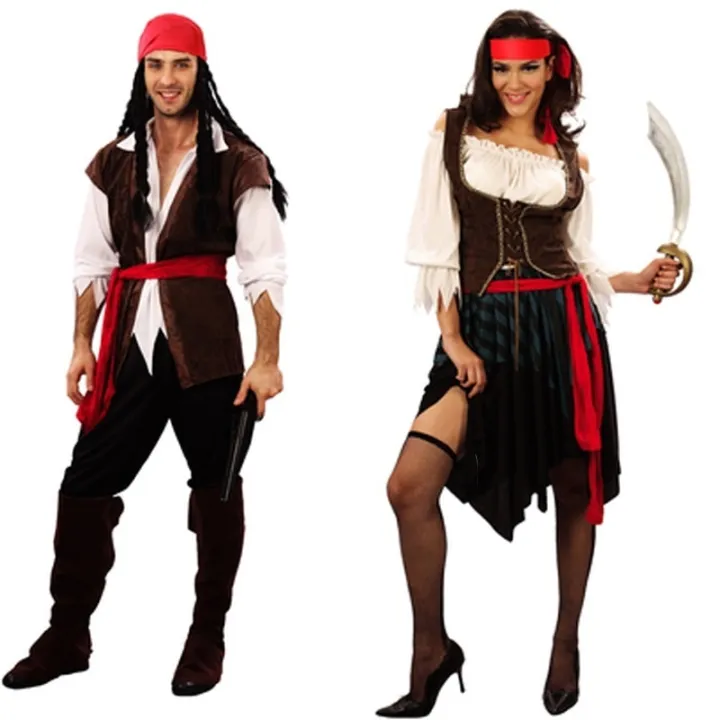Pirate Costumes For Women Woman Female Men Adult Halloween Male Captain Jack Sparrow Costume 8986