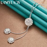 URMYLADY 925 Sterling Silver Rose Flower 20 Inch Pendant Necklace For Women Fashion Wedding Engagement Party Jewelry