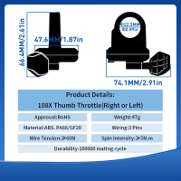 BAFANG Thumb คันเร่ง108X-L R 3 Pin กันน้ำสำหรับไฟฟ้าจักรยาน BBS01 BBS02 BBSHD Bafang กลางมอเตอร์