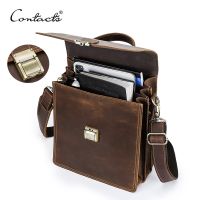 [กระเป๋าแฟชั่นร้อน688] CONTACTS-Bolso Cruzado De Cuero Genuino Para Hombre Bandolera De Hombro De Diseñador Con Contraseña De Lujo ไม่เป็นทางการ