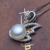 Real Solid 925 Pure Silver Jewelry Noble Vintage Swan White Natural Freshwater Pearl Pendant Necklaces For Women Fashion Jewelry