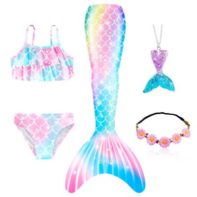 Mermaid Costume for Girls 2022 The Little Mermaid Tails Children Memaid Swimsuit Bikini Bathing Suit Halloween Swim Costume
