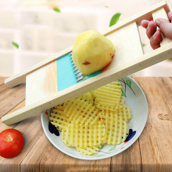 Salad Chopper Kitchen Masher Shredder Net Knife Cutter Corrugated Wave