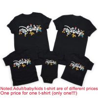 Hipster Father Mother Kids Baby Family Matching Clothes Short Sleeve Disney Tops Matching Clothes Family Look T-shirt Mickey Mou