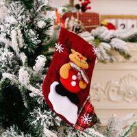 Christmas Tree Decor Candy Gift Bag Snowman Santa Claus Elk Bear Print New Year Sock Christmas Tree Decoration Socks Tights