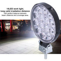 42W 14LED ไฟทำงาน 6000K 3000LM รอบสปอตไลท์ IP67 กันน้ำสากลสำหรับรถยนต์ รถจักรยานยนต์