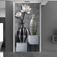 【cw】 wellyu black and white lotus vase entrance wall large mural wallpaper papel de parede para quarto !