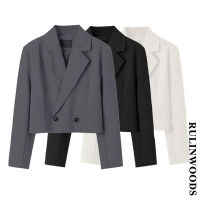 ร้อน, ร้อน★RULINWOODS [Premium Quality] 2023 New Fashion Womens Blazer Long Sleeve Crop Top