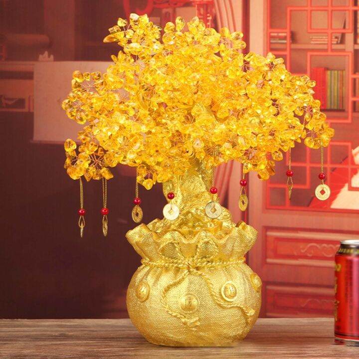 Besar Kristal Kuning Kreatif Citrine Pokok Bertuah Cina Feng Shui ...