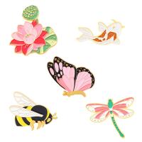 Cartoon Animal Brooch Insect Metal Pin Brooches for Women Summer Style Bee Lotus Dragonfly Clothes Scarf Clip Funny Jewelry Gift