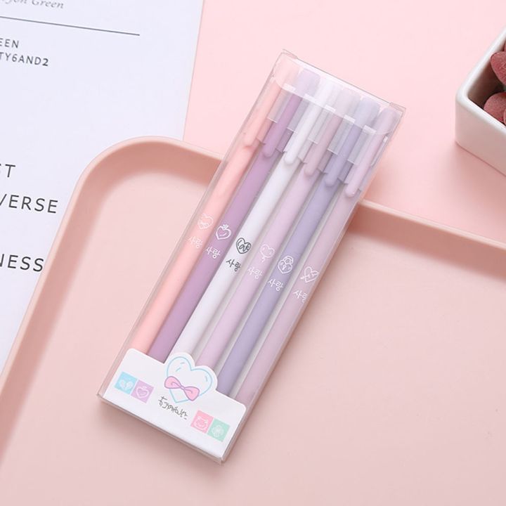 k-mime-6pcsset-korean-stationery-gel-pen-set-morandi-color-gel-pen-for-office-and-school