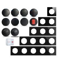 Wallpad L6 Black Glass Crystal 1 2 3 4 Gang Wall Switch Motion Body Sensor Step Light DIY Free Combination