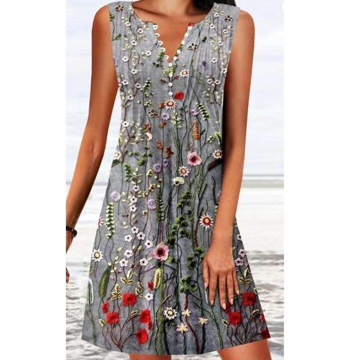 yf-summer-v-neck-floral-printed-dress-for-women-vinatge-casual-loose-fit-sleeveless-comfortable-elegant-beach-t-shirt