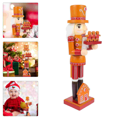 Nutcracker ornament Xmas PARTY Scene Decor ไม้ Gingerbread Man adorn ตกแต่งน่ารัก tabletop