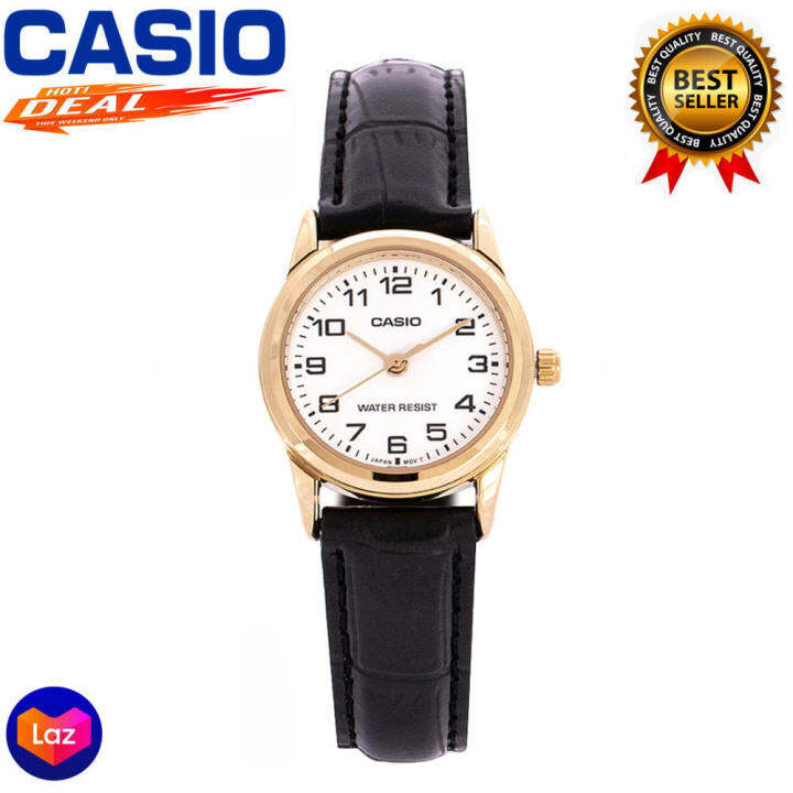 Casio V001 Analog Automatic White Dial Leather Band Watch for Women(Black) | Lazada PH