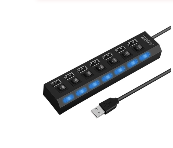 ช่องต่อ-usb-3-0-แบบมี-switch-7-ช่อง-7-port-high-speed-usb-3-0-hub-สีดำ