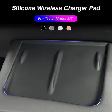 2023 2022 Tesla Model Y Model 3 Center Console Wireless Charging Protect  Mat Cover Silicone Anti-Slip Phone Pad Mat for Tesla Model Y/ 3 Interior