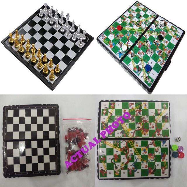 MINI BOARD GAMES CHESS DAMA and SNAKE LADDER FOR KIDS | Lazada PH