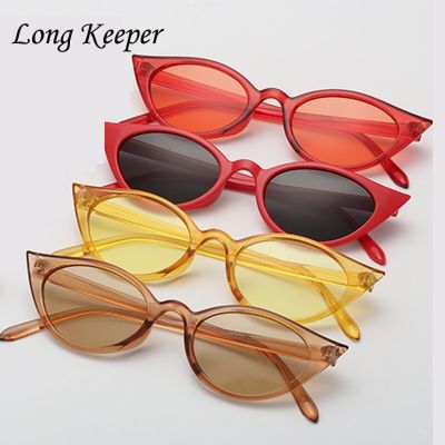 Long Keeper 2020 Cat Eye Sunglasses Women Retro Small Size Cateye Sun glasses Red Yellow Grey Lens Female Vintage Glasses Frame
