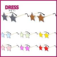 PETI DRESS สีดำสีดำ แว่นตากันแดดรูปดาว เรโทร แฟชั่นสำหรับผู้หญิง แว่นตากันแดดห้าเหลี่ยม rhinestone Y2K สีสันสดใส ที่บังแดด ใช้ได้ทุกเพศ