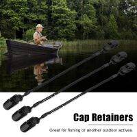 [Zeberdany] 3Pcs Black Cap Retainer Hat Clip For Fishing Apparel Keeper Holder And Coiled Cord