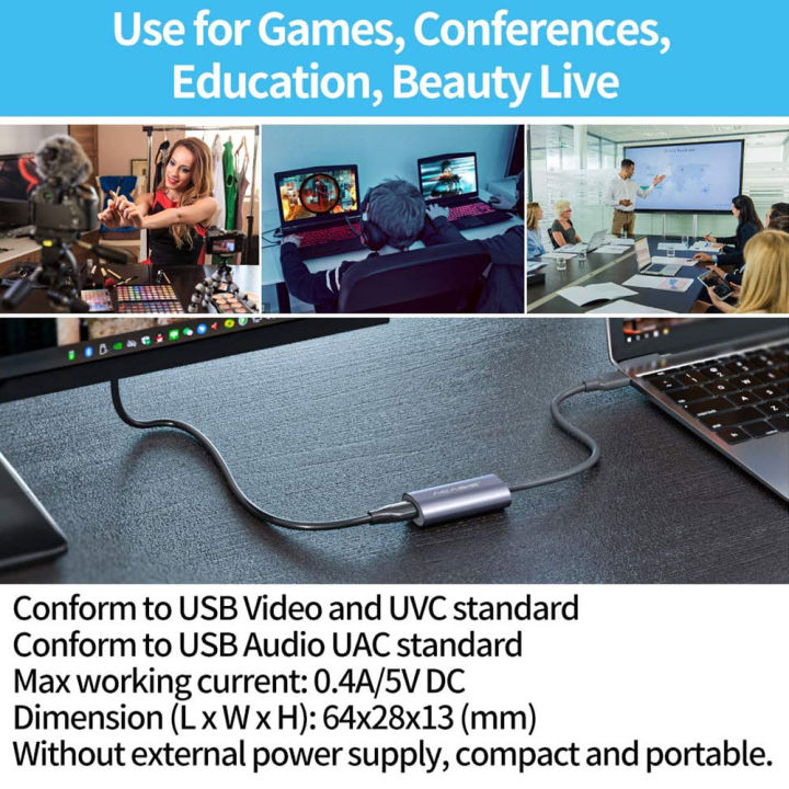 acasis-เครื่องบันทึกวิดีโอเกมการ์ดบันทึก-usb-3-0รองรับ4k-hdmi-สำหรับ-ps4สวิตช์กล้องวิดีโอกล้องออกอากาศสด