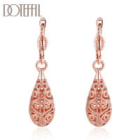 DOTEFFIL 925 Sterling SilverRose Gold18K Gold Water Drop Charm Earrings For Women Jewelry Fashion Wedding Party Gift