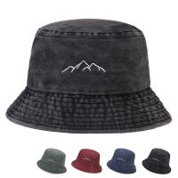 Classic Mountains Embroidery Water Wash Cotton Sun Hat Fashion Men and Women Hip-hop Hat Outdoor Leisure Fishing Fisherman Hats