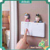 OKDEALS Cute Hand Painted Living Room Bedroom Punch-Free Socket Decoration 3D Switch Sticker Angel Shape