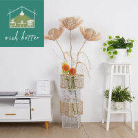 Led โคมไฟสาน Rattan Floor Lamp Balcony Restaurant Creative Lamps ห้องนั่งเล่นโคมไฟหวาย Hand-Woven Wicker Art Floor Standing Lamps for Home, Hotel