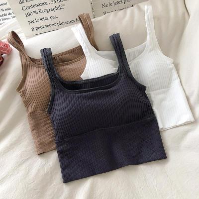 ไม่มีรอยต่อ Crop Top ชุดชั้นในสตรีสายฟรี U-Shaped Camisole สายรัดกว้างลาย lette ชุดชั้นใน Tube Tops