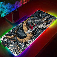 ร้อน RGB แผ่นรองเมาส์ญี่ปุ่นมังกรสีดำสีขาว Deskmat P Laymat แล็ปท็อปอะนิเมะคีย์บอร์ดเกมยาง LED Pad แผ่นรองเม้าส์ Pc อัลตร้าสัตว์