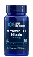 Life Extension Vitamin B3 Niacin 500 mg / 100 Capsules