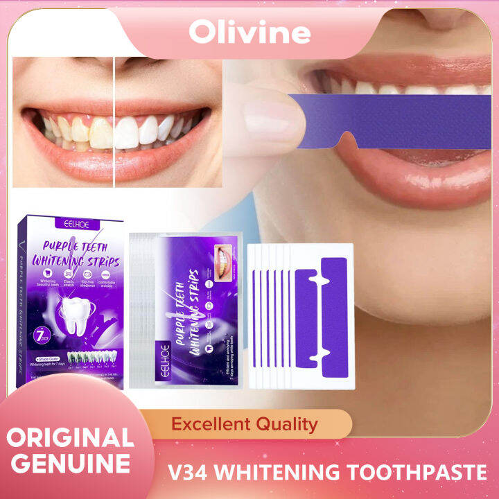 EELHOE V34 Purple Teeth Whitening Stpips Teeth Cleaning Strips Oral