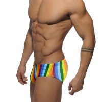 LOVE IS LOVE Color Block Matching Rainbow Theme Mens Swimwear Low Waist Swimming Brief Mens y Swim Brief Underwear Bikini Swimsuit for Men