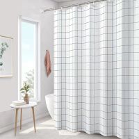 ♠ Waterproof Shower Curtain Modern Striped Printed Long Shower Curtain Bathroom Accessories Printed Bathroom Curtains Polyester Cloth Bath Curtain for Bathroom Decoration