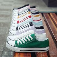 COD DSFEDTGETEER ♛♂Spring Student Canvas Shoes Women Casual Lovers Mens Shoes Han Board Candy Breathable White Shoes