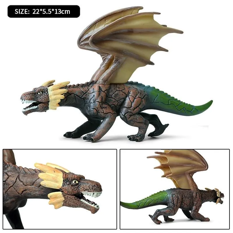 Oenux Original Genuin Savage Flying Magic Dragon Dinosaurs Action Figures  Chinese Dragon Animals Model PVC Collection Kids Toy 