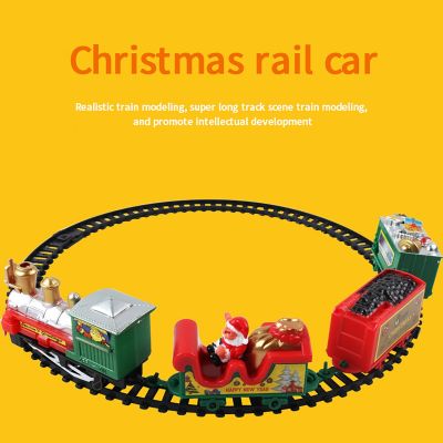 2023 Christmas Train Electric Toy Christmas Tree Decoration Train Track Frame Railway Car With Realistic Rail Car Christmas Gift