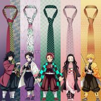 Fashion Demon Slayer Men 39;s Neck Tie Anime Cosplay Polyester Silk 8cm Slim Mens Necktie Personality Cravate Party Accessories