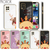 Soft Shockproof Case for OPPO Reno 7 8 Pro 7Lite 7Z Z 8T 4G 5G Cartoon Cute Deer Gingerbread Man TPU Electroplating Square Drop-proof Protective Cover