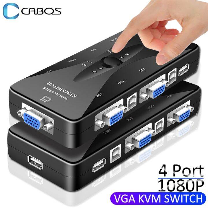 4 Port VGA KVM Switch 1080P USB2.0 VGA Splitter Mouse Keyboard Printer Pendrive Share Switcher