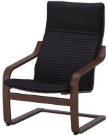 POÄNG Armchair, brown/Knisa black (พัวแอง อาร์มแชร์, น้ำตาล/คนีซา ดำ)