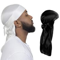 Silky Durags Bandanas Turban Hat Wigs Doo Men Durag Biker Headwear Headband Hair Accessories Extra Tail Du-Rag