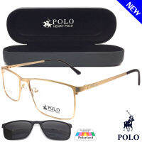 แว่นตา คลิปออน Fashion Polarized รุ่น POLO 3864 กรอบแว่นตา สำหรับตัดเลนส์ กรอบเต็ม แว่นแฟชั่น ชาย หญิง ทรงสปอร์ต sport วัสดุ สแตนเลส stainless steel ขาสปริง