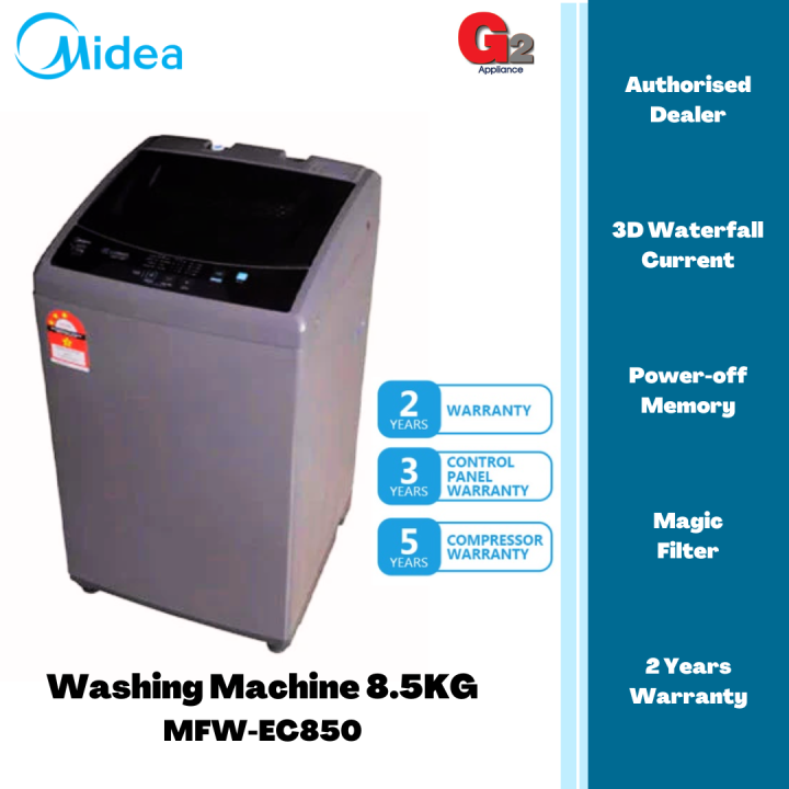 MIDEA WASHING MACHINE 8.5KG MFWEC850 (READY STOCK)MIDEA WARRANTY